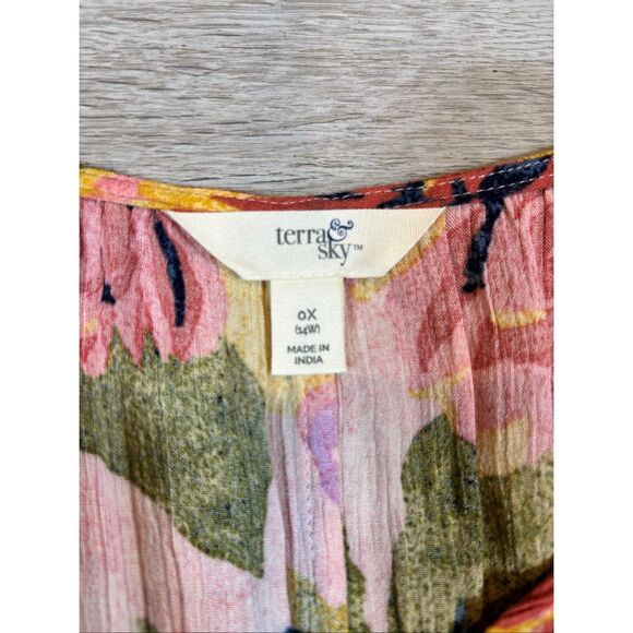 Terra & Sky full figure floral blouse plus size 0X 14W - Picture 9 of 12